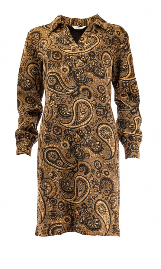 Karyan Dress LS Black Paisley Power Jacquard | Black