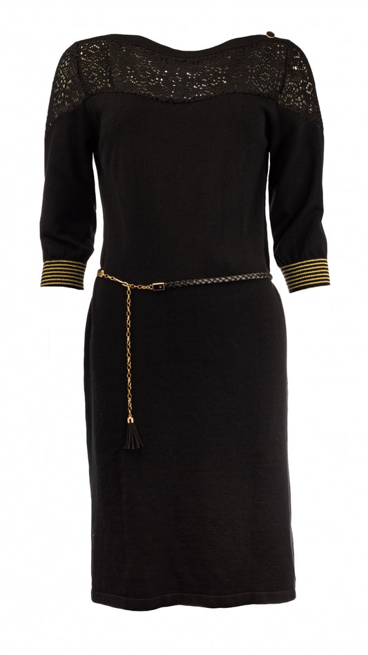 Brye wool mix gold lurex dress | Black